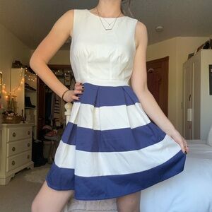 forever 21 navy blue and white striped tulle skirt a-line mini dress